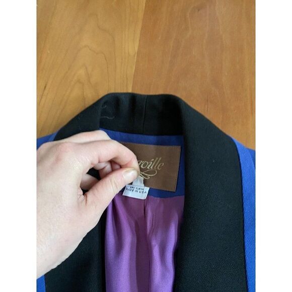 Vintage Saville Suit Womens Skirt Set Blue Wool Blend 12 Double Breasted - Picture 10 of 10